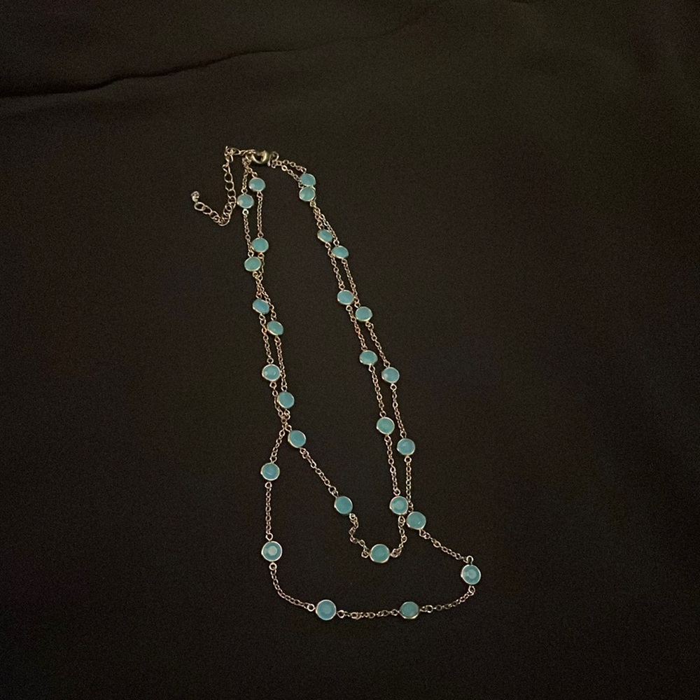 Turquoise and Gold Costume Jewelry Necklace NEVER USED